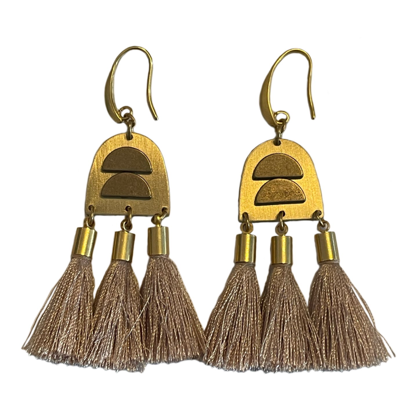 Blush Pink Tassels Gold Earrings