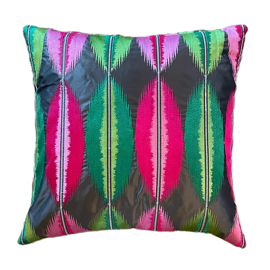 Pink & Green Embroidered Pillow