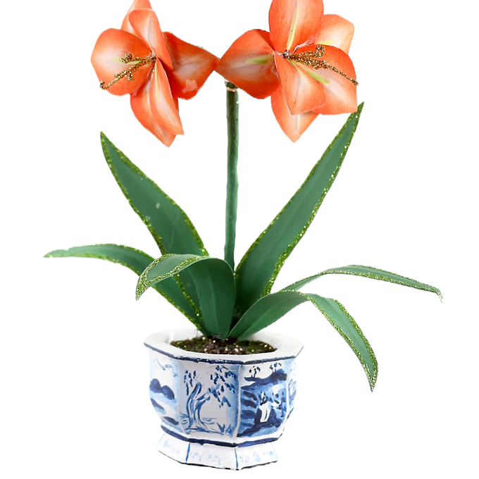 Orange Amaryllis Flower Figurine