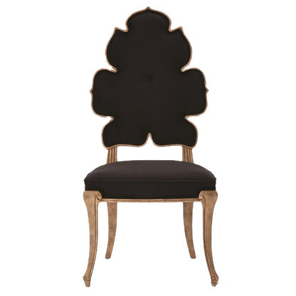 Black Velvet Leaf-Back Dining Chair