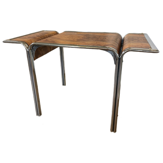 Burled Wood & Metal Desk