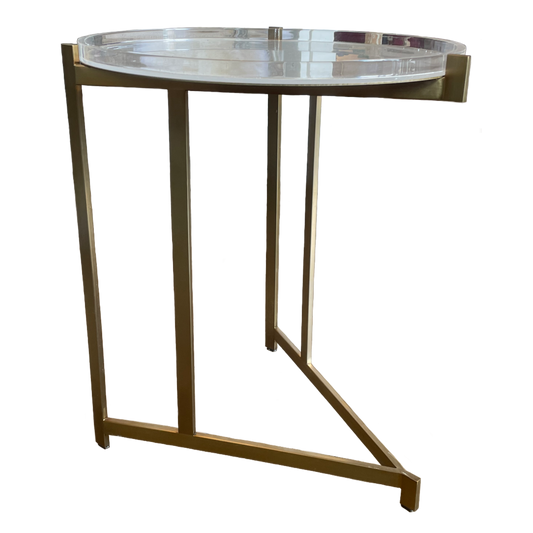 Gold & Clear Acrylic Angular Side Tray Table