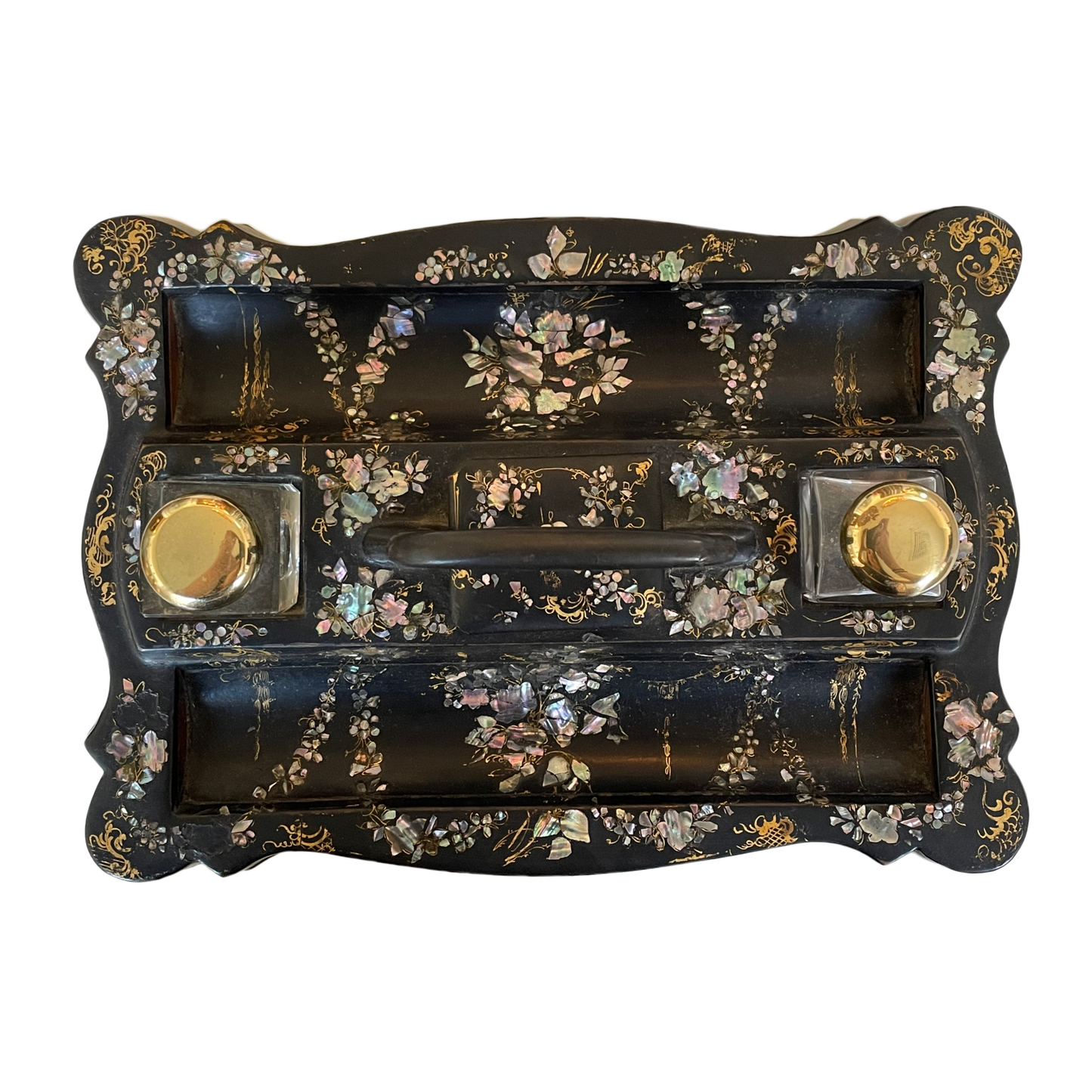 Black & Gold Abalone Inlaid Desk Set