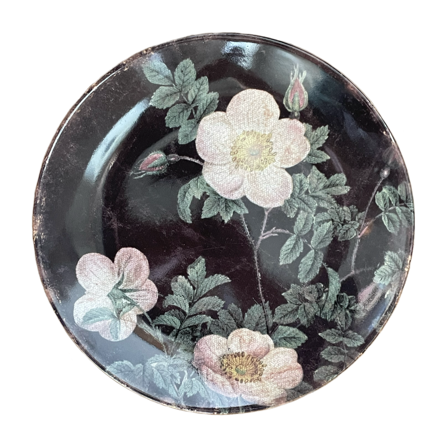 Black Floral Print Plate