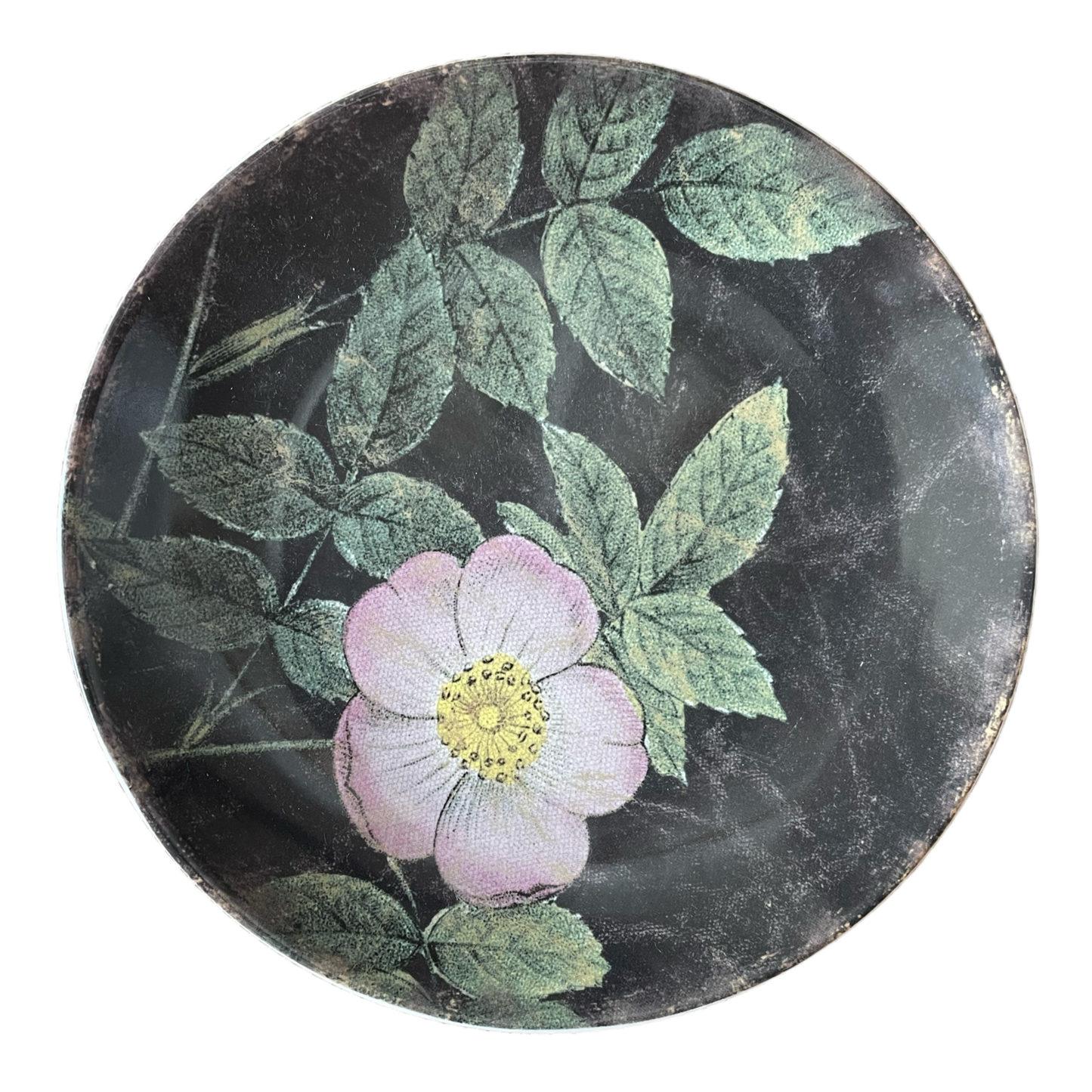 Black Floral Print Plate