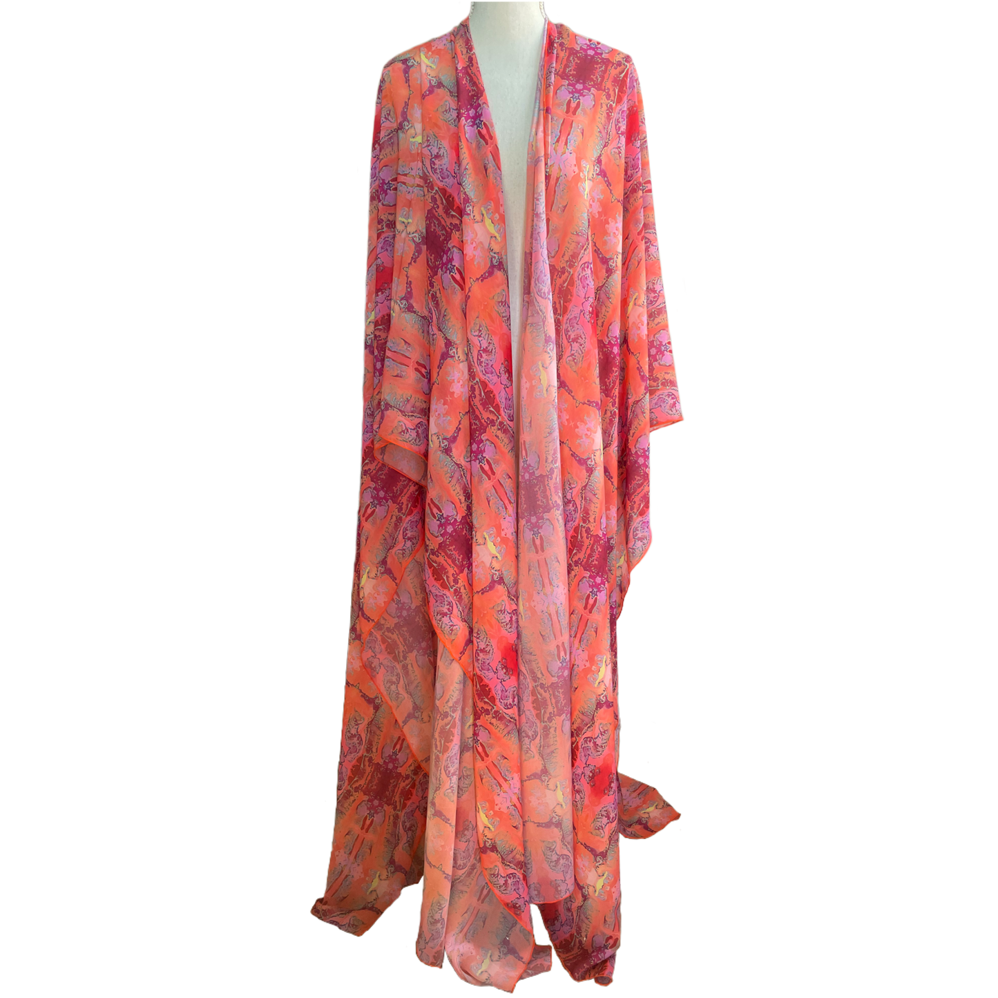 Printed Chiffon Full-Length Caftan