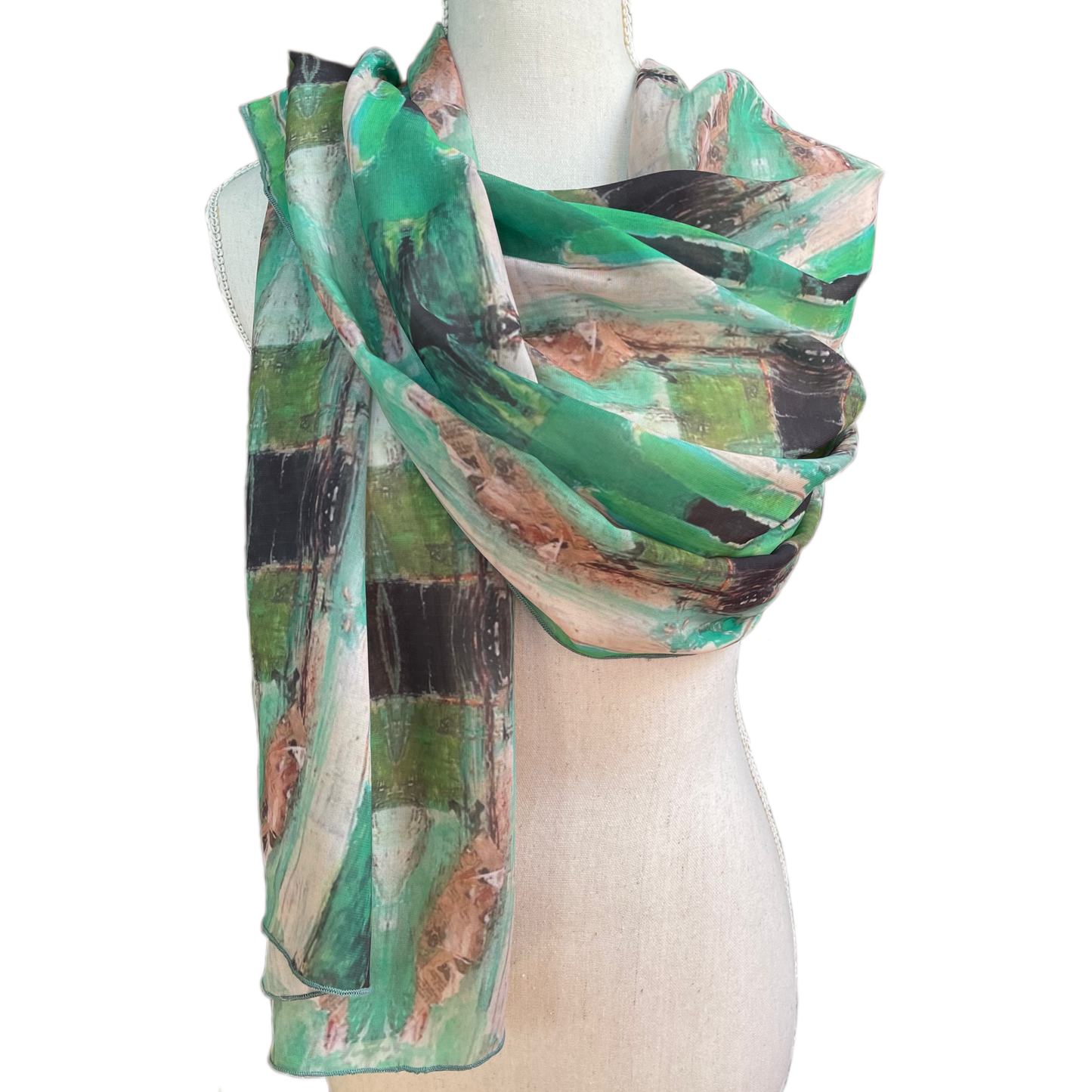 Painterly Printed Chiffon Scarf