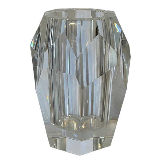 Clear Glass Faceted Vase