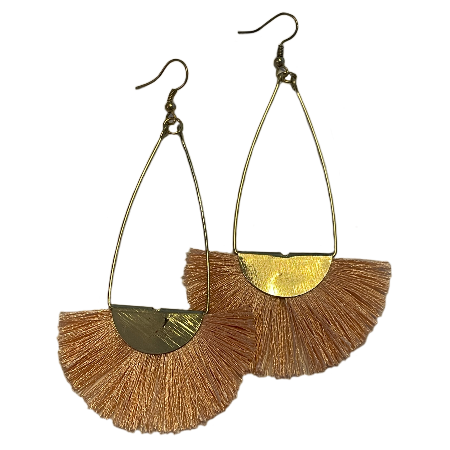 Pink Fringe Teardrop Earrings