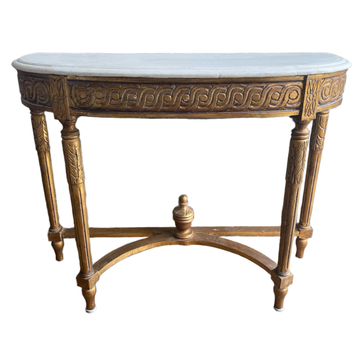 Wooden White & Gilded Console Table