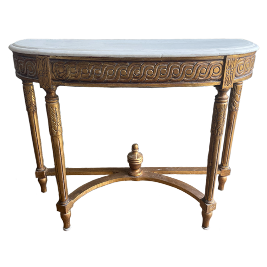 Wooden White & Gilded Console Table