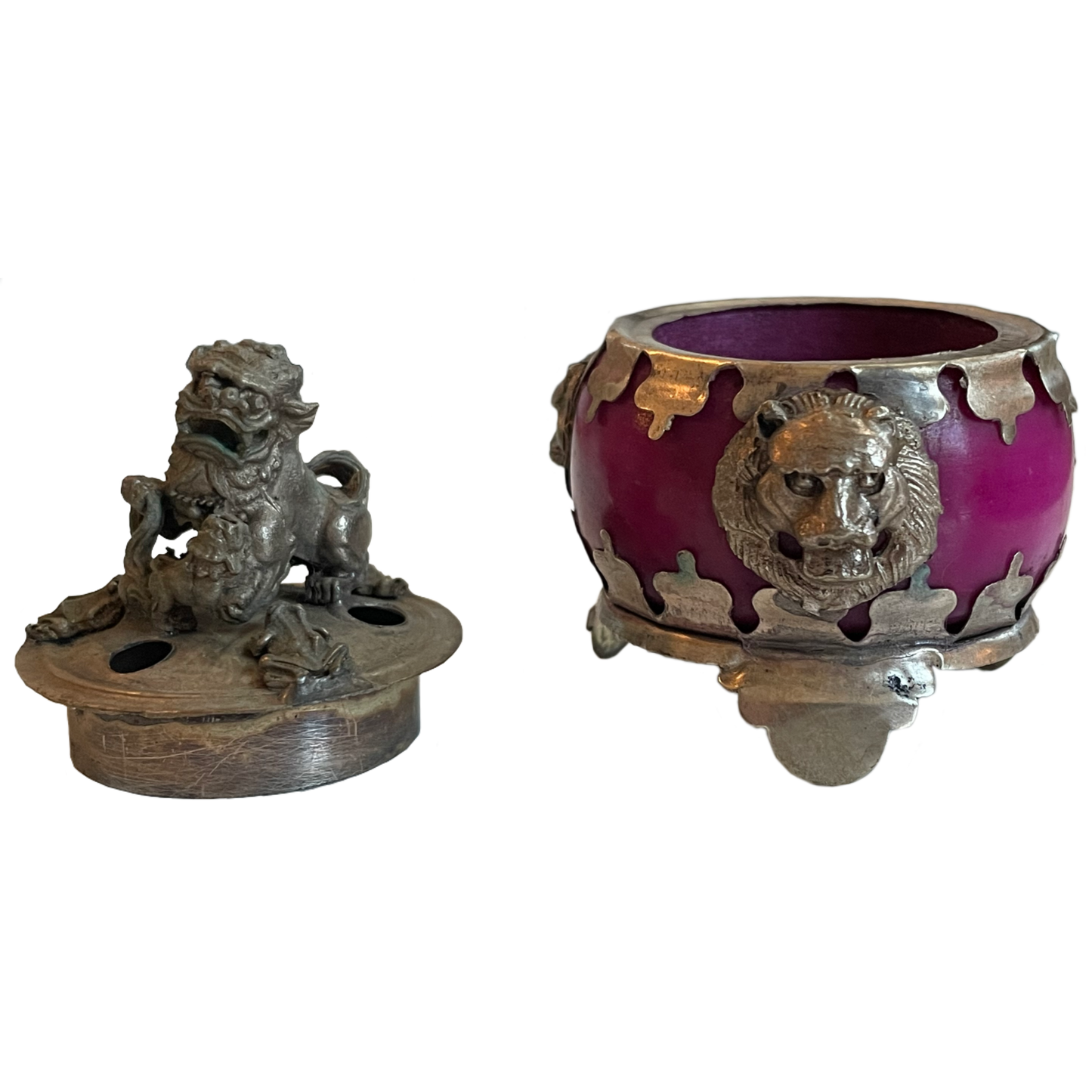 Vintage Chinese Lion Incense Container