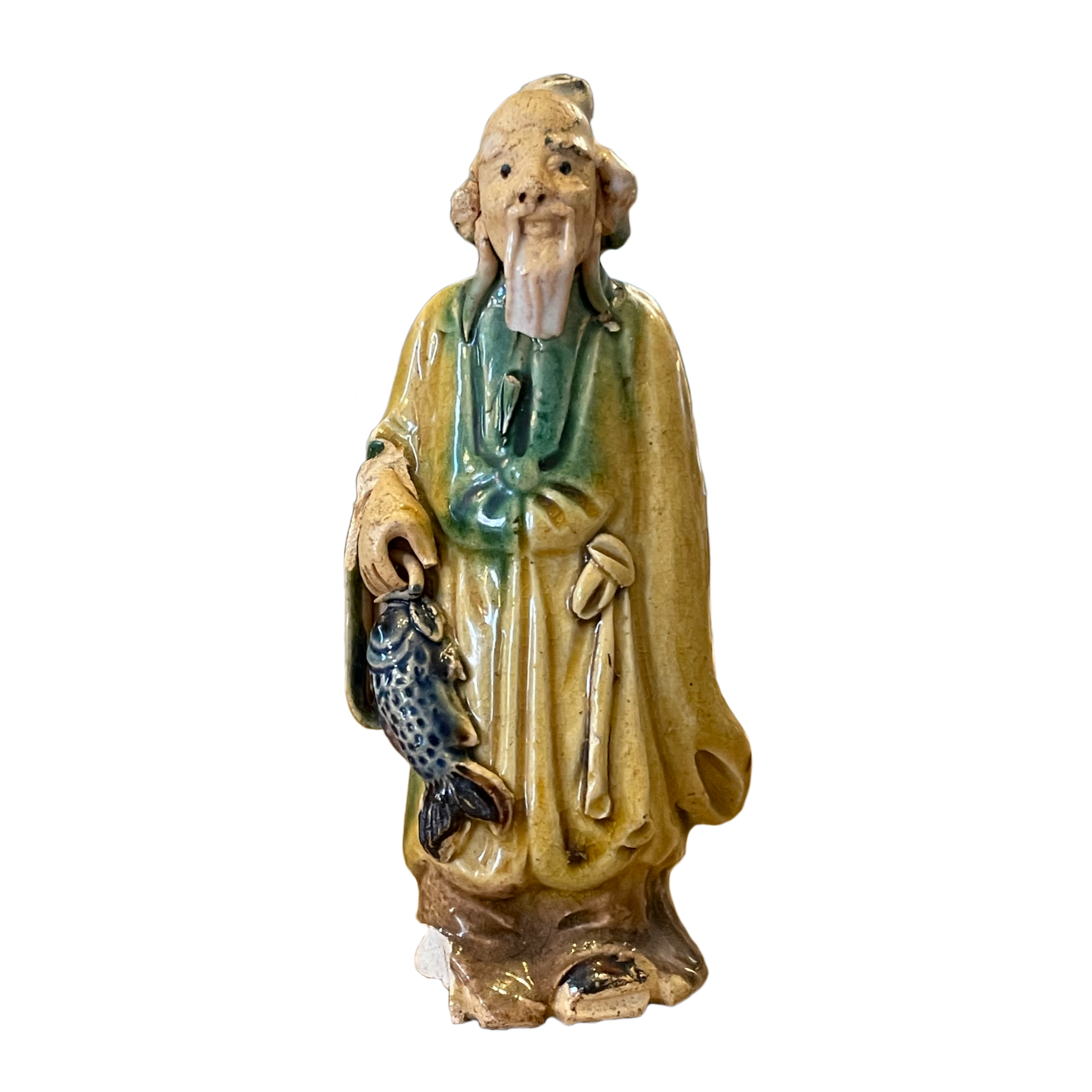 Vintage Chinese Mudman Fisherman Figurine