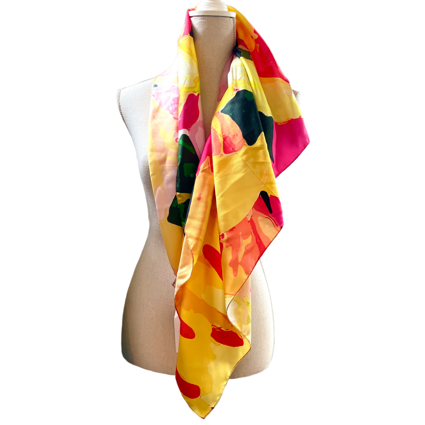 Bright Painterly Abstract Silk Scarf