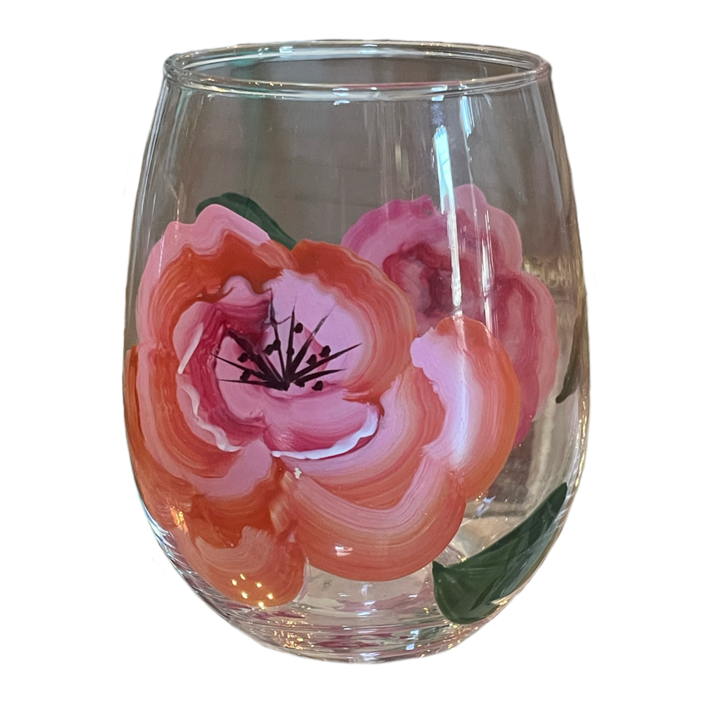 Painted Roses Wine Glass