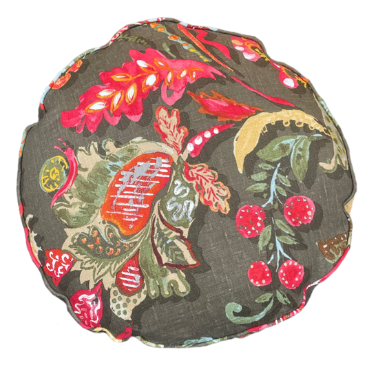 Round Painterly Multicolor Paisley Pillow