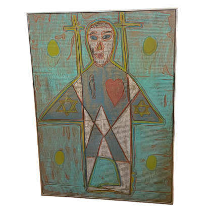 Pastel on Cardboard "Saint" by Heinrich