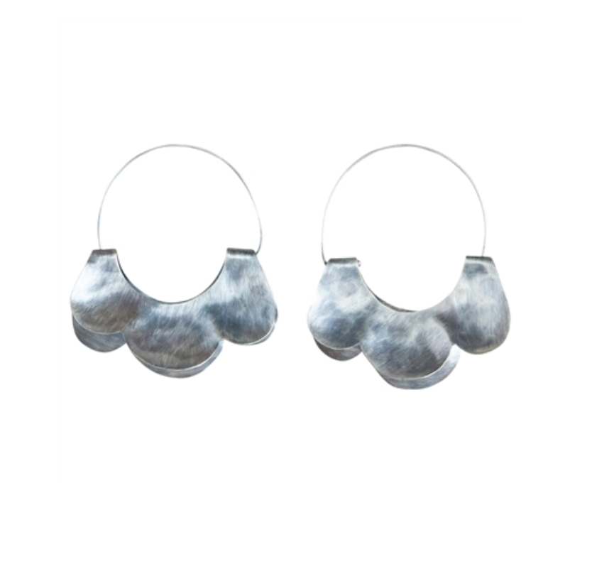 Scalloped Silver Earrings