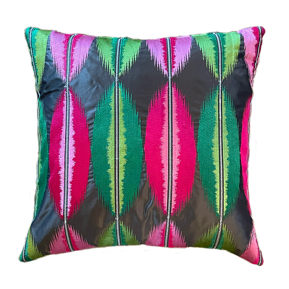 Pink & Green Embroidered Pillow