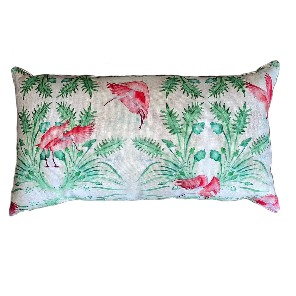 Spoonbills & Plants Lumbar Pillow