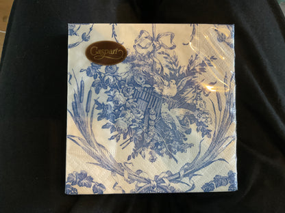 Luncheon Napkin in Blue Romantic Toile Pattern