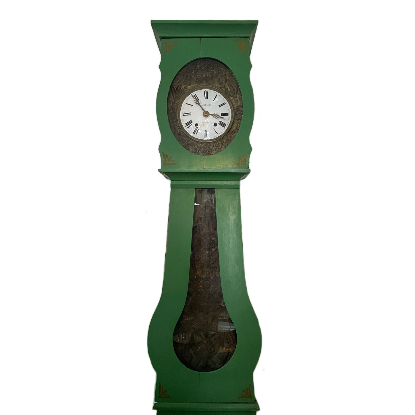 French Green Grandfather Clock