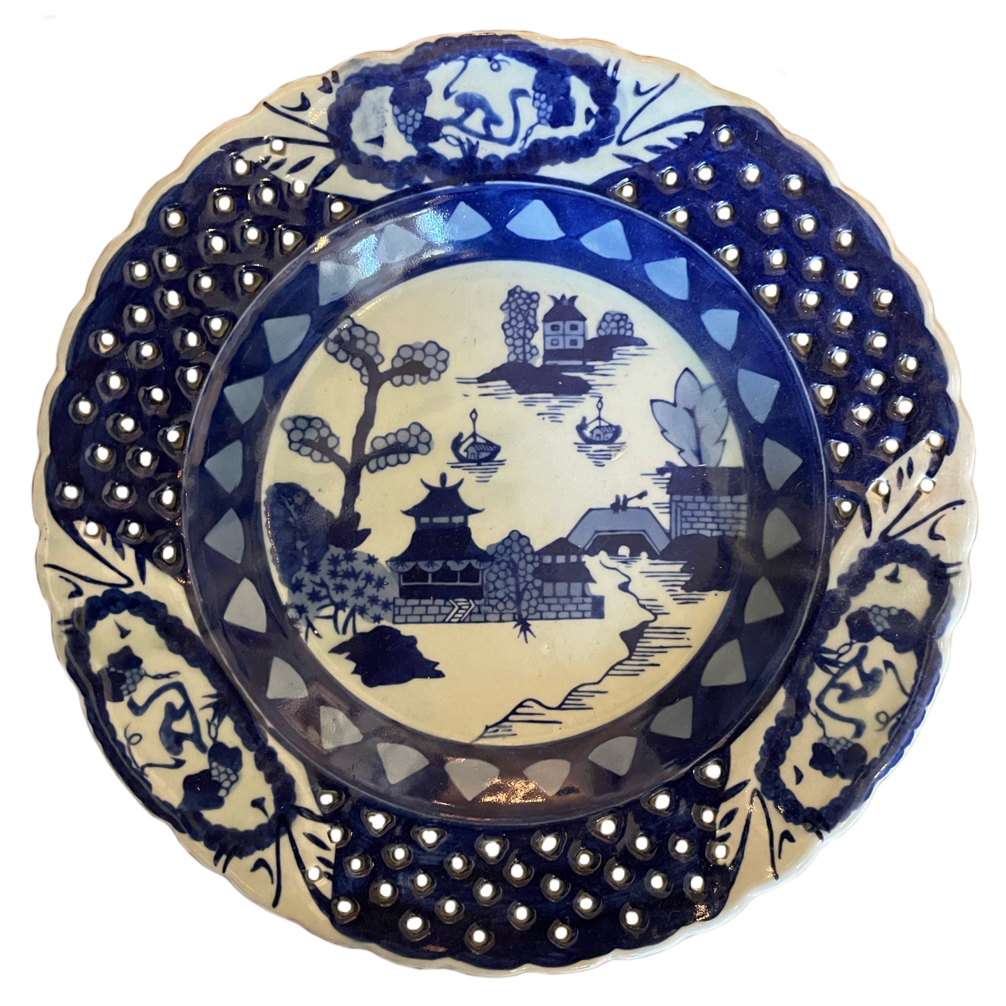 Blue Chinoise Lacy Dish