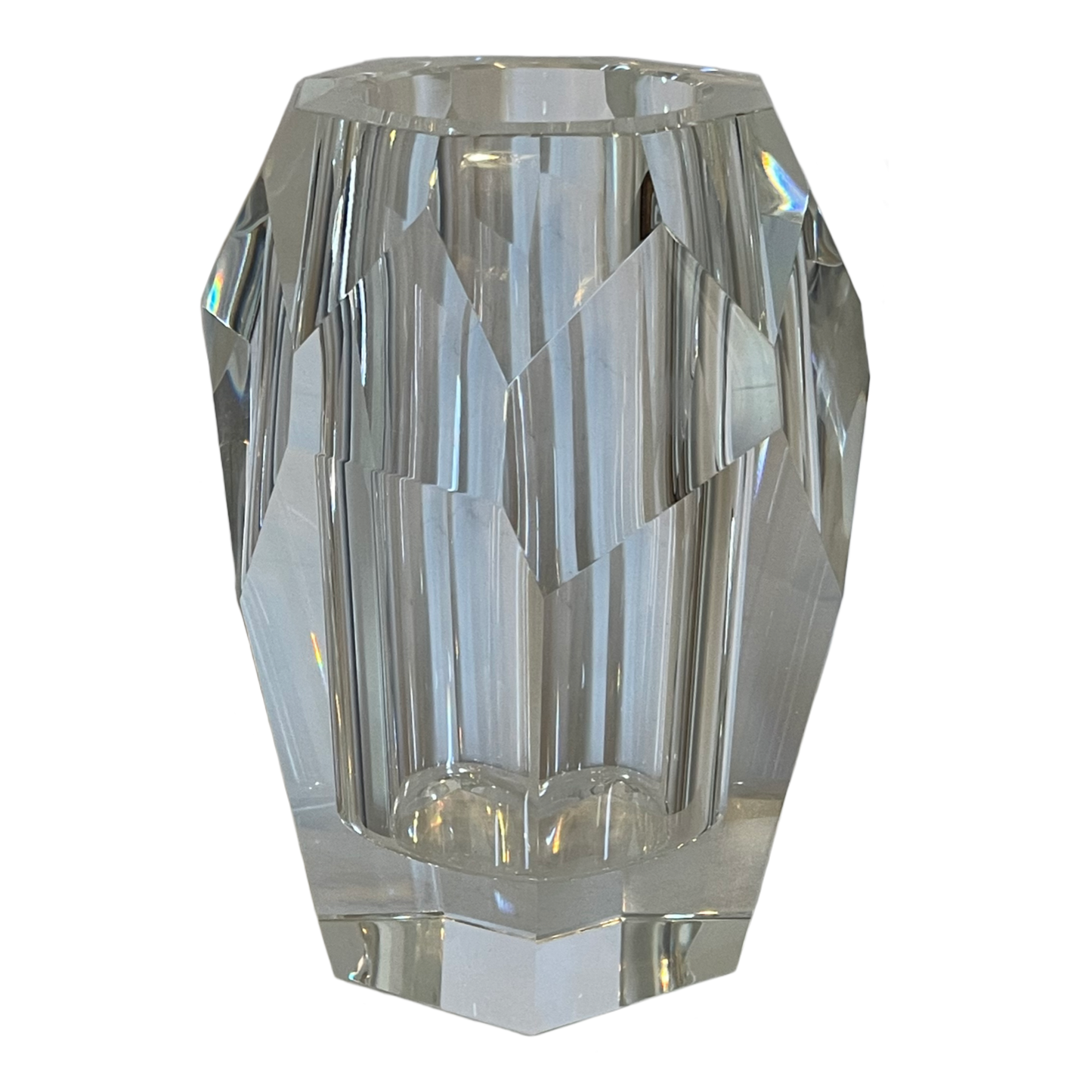 Clear Glass Faceted Vase