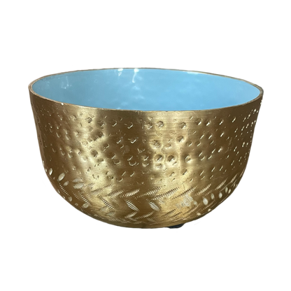 Gold & Blue Hammered Bowl