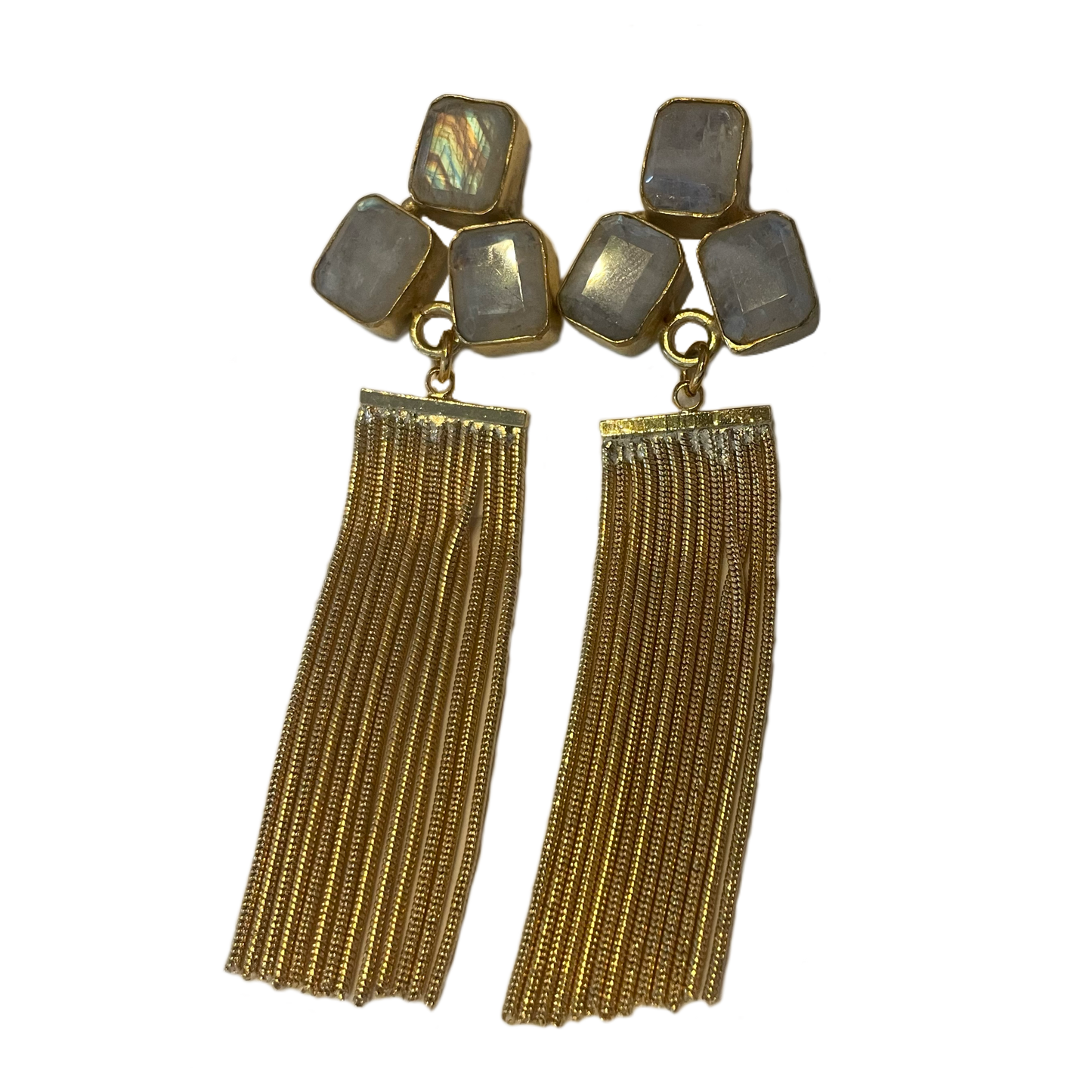 Moonstone Gold Fringe Earrings