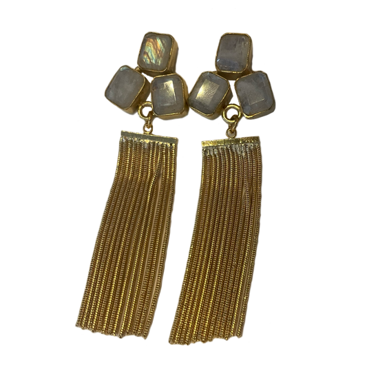 Moonstone Gold Fringe Earrings