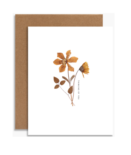 Pressed Orange Flowers Greeting Cards