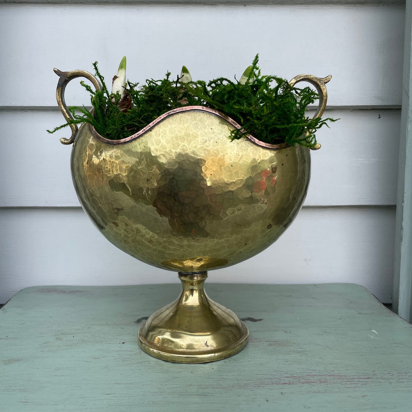 Paperwhites- Brass Pedestal Compote