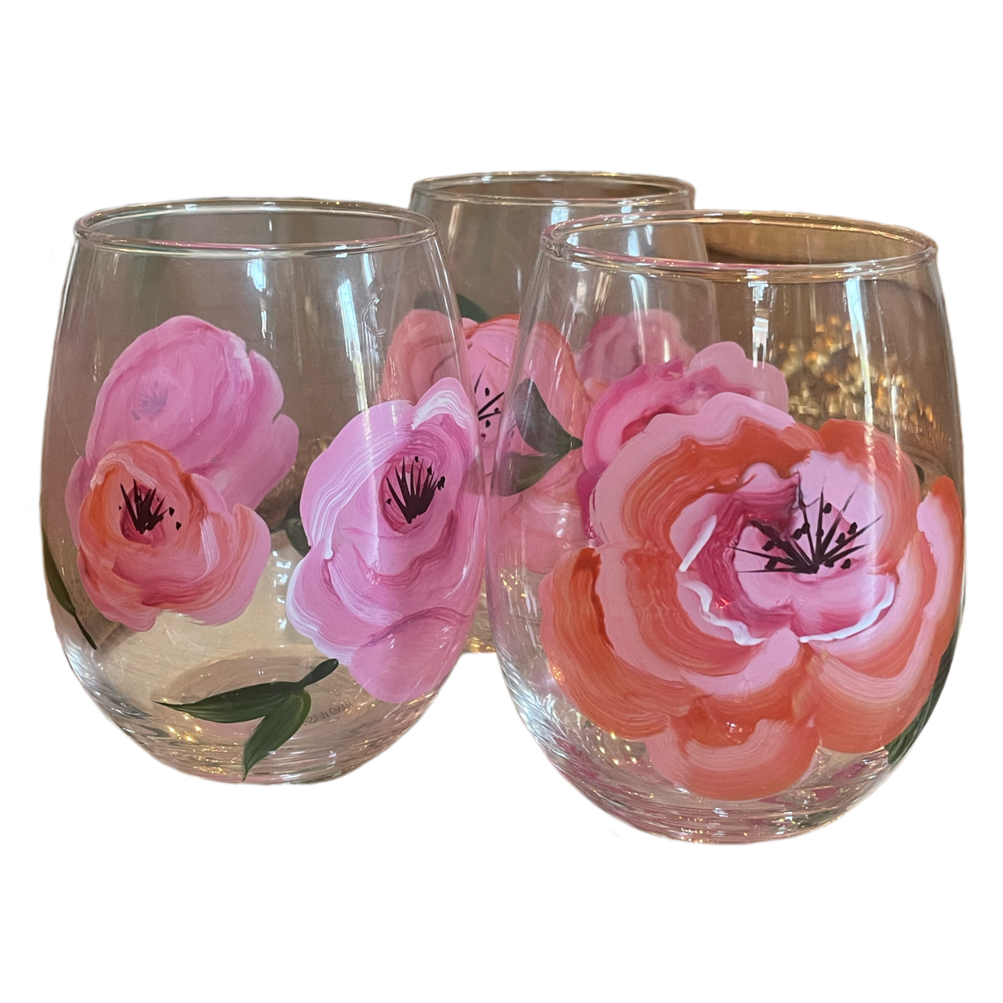 Painted Roses Wine Glass