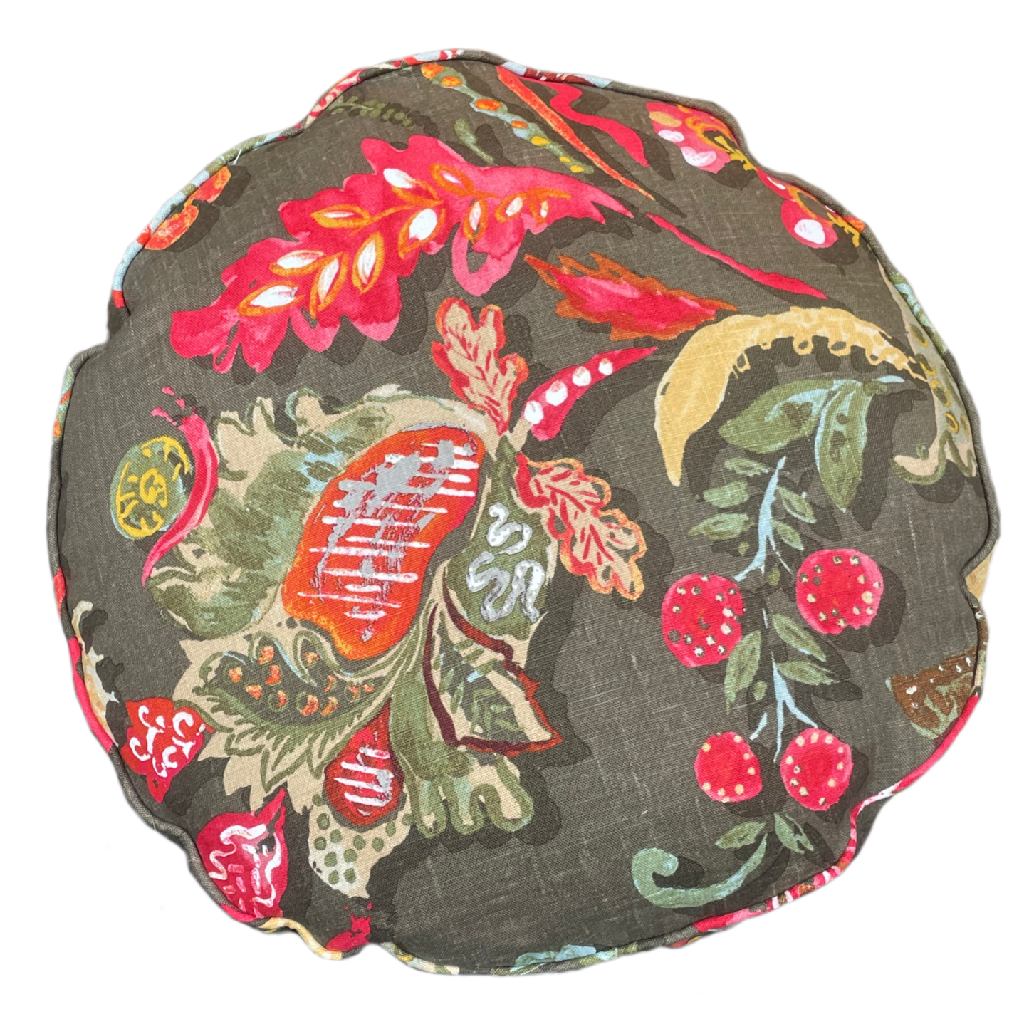 Round Painterly Multicolor Paisley Pillow