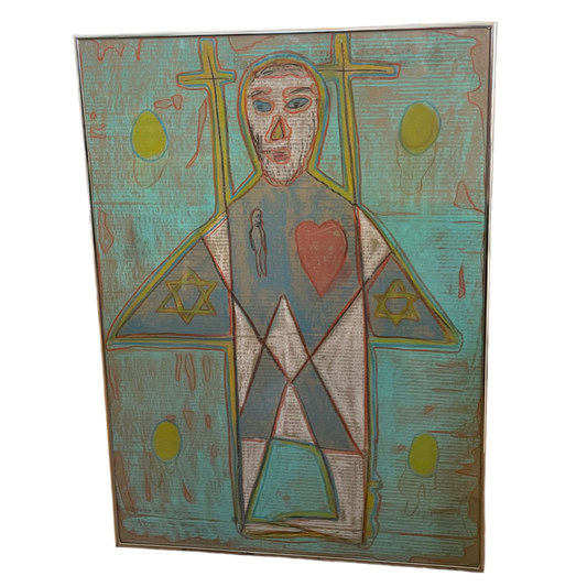 Pastel on Cardboard "Saint" by Heinrich