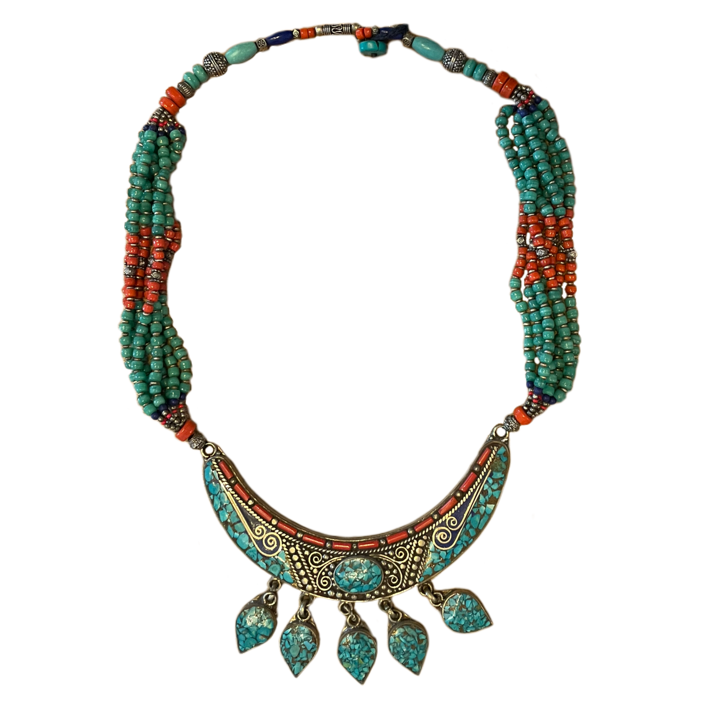 Turquoise, Coral, & Lapis Necklace