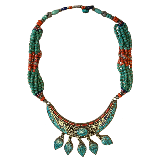 Turquoise, Coral, & Lapis Necklace