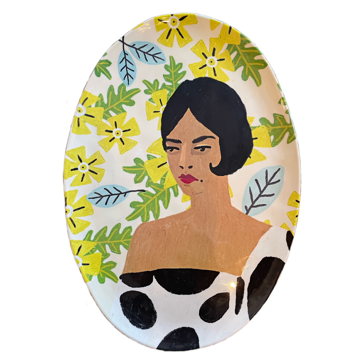 Woman's Face Floral Platter
