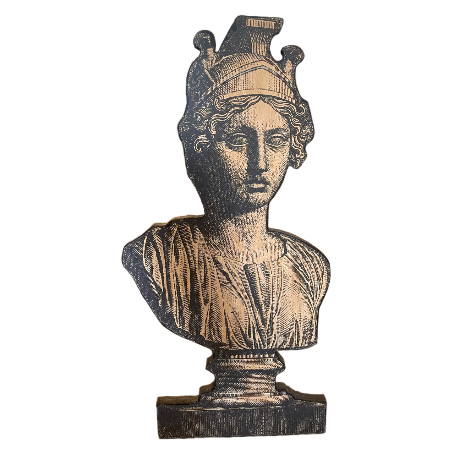 Wooden Roman Bust Decoupage