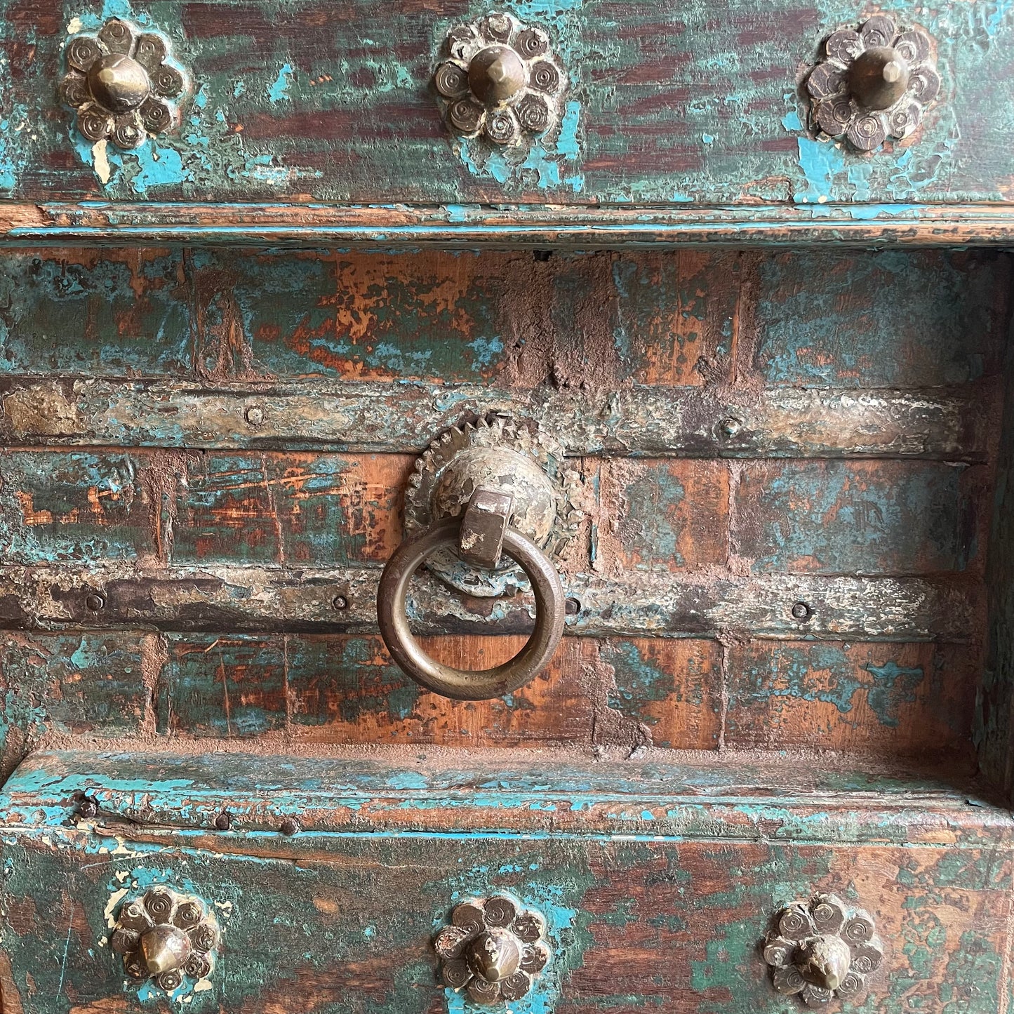 Antique Dark Wood & Turquoise Case